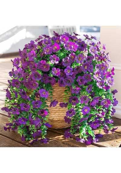 Yapay Çiçek Mor Sarkan Mineli Okaliptus Şimşir Yapay Sarmaşık 5dal 60cm Mor