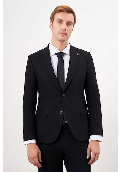 Morven Siyah Basic Düz Slim Fit 3lü Takım Elbise Slim Fit Gömlek Düz Kravat 99mc001031001 Siyah