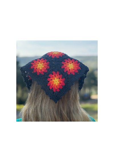 Tığ İşi Örgü Üçgen Bandana: Saç Bandı Füme Füme