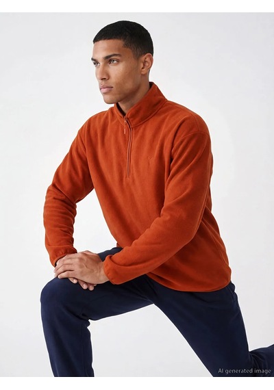 Lc Waikiki Turuncu Dik Yaka Nakışlı Polar Erkek Sweatshirt