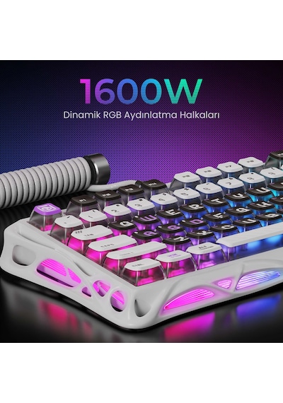 Gravastar V75 Manyetik Kablolu Gaming Klavye, Xpro Kablosuz Optik Mouse Ve Mousepad Oyuncu Seti, Mec Optik