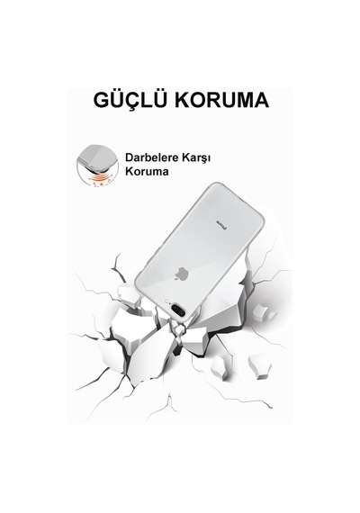 Apple Uyumlu iPhone 8 Plus Kamera Korumalı Tıpalı Şeffaf Silikon Kılıf