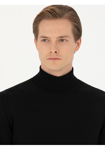 Cacharel Siyah Slim Fit Balıkçı Yaka Triko Kazak Cacharel Siyah Slim Fit Balıkçı Yaka Triko Kazak