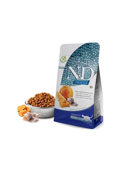 N&D Ocean Tahılsız Ringa Balıklı Bal Kabaklı ve Portakallı Yetişkin Kedi Maması 5 KG