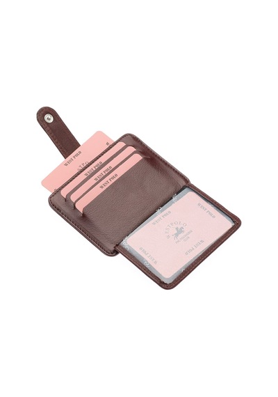 Westpolo Hakiki Deri Bol Kart Bölmeli Patlı Unisex Kartlık - Kahverengi Kahverengi