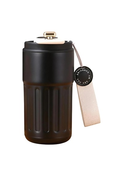 304 Paslanmaz Çelik 450 Ml Bilek Askılı Derece Göstergeli Termos Bardak Mug - Al5024 Krem Çok Renkli
