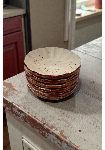 6 Lı Seramik Çay Tabak, Krem Çay Tabağı Çap:10cm Karışık