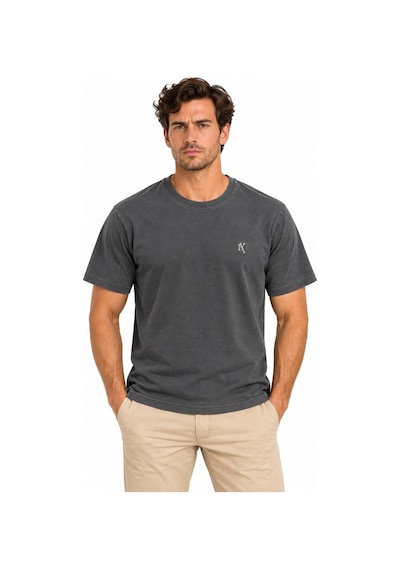 Mavi M0612736-71464 Mavi Mühür Logo Nakış Detaylı Tişört Erkek T-shirt Füme