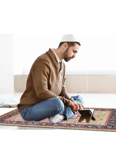 Ravabi Rug Araç İçi Ve İşyeri İçin Deri Tabanlı Namazlık, Çantalı Hediyelik Seyahat Seccadesi 70x110cm 21231016