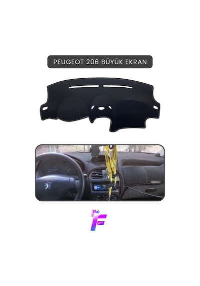 Peugeot 206 Büyük Ekran Uyumlu Torpido Örtüsü Güneşten Korur Kolay Montaj Tam Uyum T78