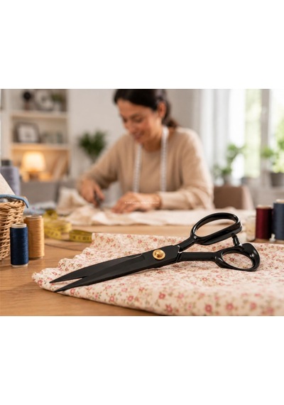 Profesyonel Terzi Makası, Ergonomik 4 Parmak Sap, Yüksek Mangan Çelik, Kumaş Makası, Ultra Keskin, Hassas Kesim, Darbeye Dayanıklı, Üst Kalite, Kaplamalı Dikiş Makası 10"