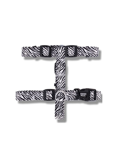 Swissplus Urban Paws Zebra Black Geri Dönüştürülmüş H-tipi Köpek Göğüs Tasması-s Beyaz - Siyah