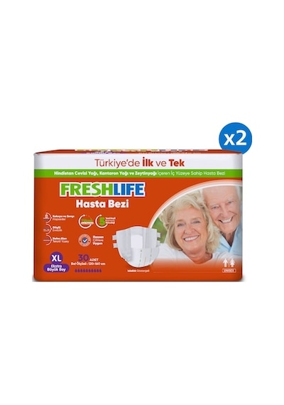 Freshlife 2'li Xlarge Bel Bantlı Yetişkin Hasta Bezi 30x2 60 Adet XL