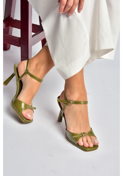 Fox Shoes Y518710109 Yeşil İnce Topuklu Kadın Ayakkabı