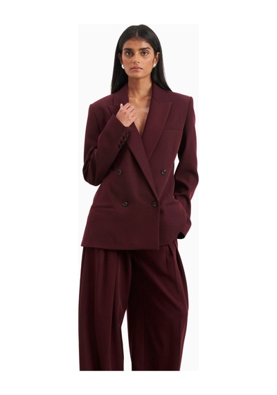 Because Of Alice Dropped Waist Double Breasted Blaze Oversize Kadın Ceket Bordo