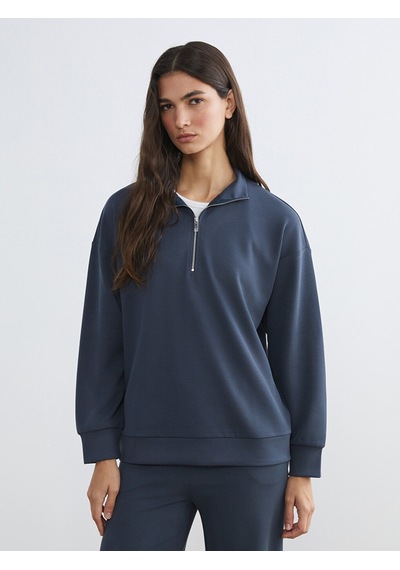 Lcw Everyday Lacivert Dik Yaka Kadın Sweatshirt