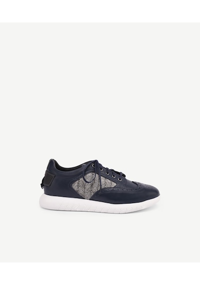 Yargıcı Hasır Detaylı Deri Sneakers 24yeay4468x 004 Lacivert