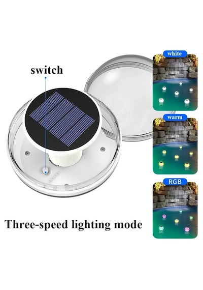 Güneş Enerjili Solar Top Şeklinde Yüzen Havuz Lambası Beyaz- Sıcak Sarı - Rgb Led Su Geçirmez