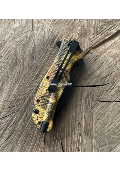 Gerber Carbon Çelik Özel Cep Çakısı Kamp Çakısı Açacak Çekiçli Cep Bıçak 22cm Siyah Sarı