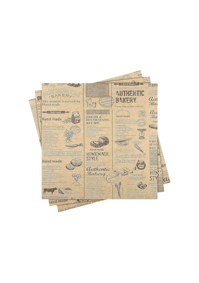 Busstier Vintage Gazete Desenli Kağıt, Kendinden Desenli Mutfak Sunum Kağıdı, Yemek Sunumları İçin İdeal 50 Ade