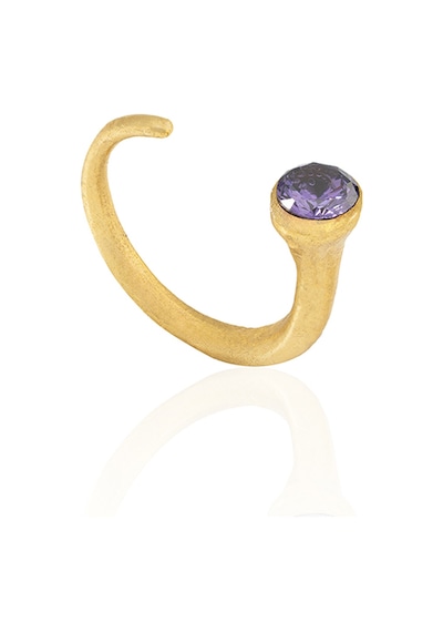 Kadir Jewellery 22 Ayar Altın Kaplama Zirkon Taşlı Ayarlanabilir Kadın Minimal Yüzük Mor