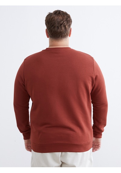 Lcwaıkıkı Classic Turuncu Bisiklet Yaka Baskılı Erkek Sweatshirt