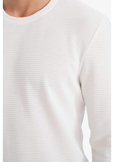 Defacto Slim Fit Dar Kesim Bisiklet Yaka Sweatshirt G2605ax25auwt32 Beyaz-wt32