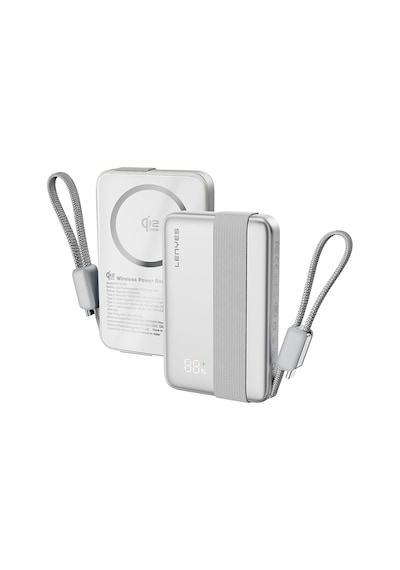 Lenyes Pw1019d Pd 45w Qi2 Teknolojili Type-c Kablolu Wireless Powerbank 25w 10000mah Gümüş