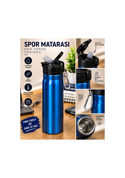 -12 500 Ml Çelik Matara Şah-2850 Mavi