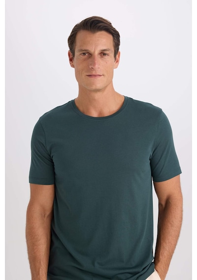 DeFacto Slim Fit Dar Kesim Bisiklet Yaka Modal Karışımlı Pamuklu Basic Düz Kısa Kollu Tişört M6606AZ25SPGN536