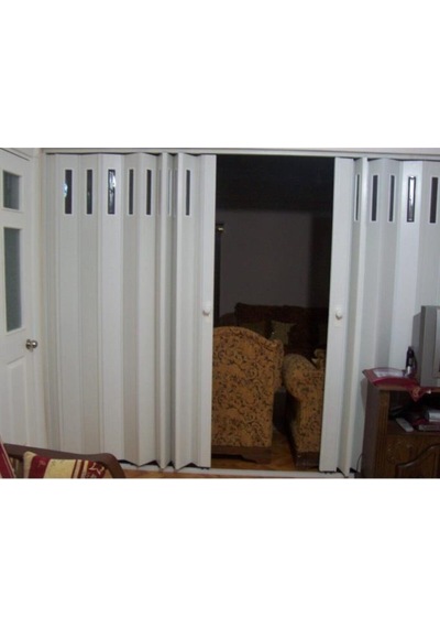 1 Sıra Camlı Akordeon Kapı Beyaz Düz Renkli 72x200cm