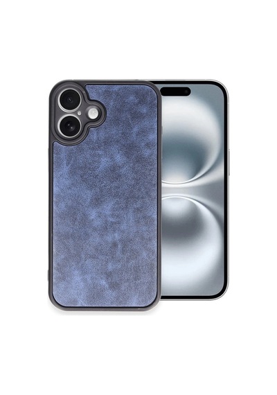 Apple İphone 16 Plus Kılıf Aras Deri Kapak - Lacivert Düz Renkli