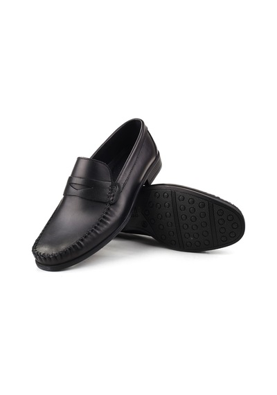 Castle Black 31102-1 Hakiki Deri Erkek Babet Ayakkabı Siyah