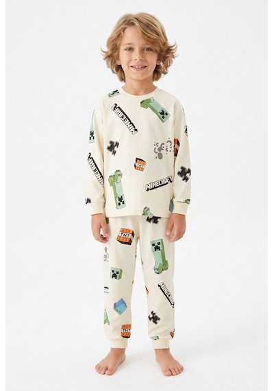Bunny Hopp Erkek Çocuk %100 Pamuk Süprem Penye Uzun Kollu Pijama Takımı Krem