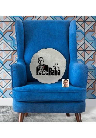 Kişiye Özel Baba Godfather Silüet Yuvarlak Dekoratif Kırlent Yast (505936988)