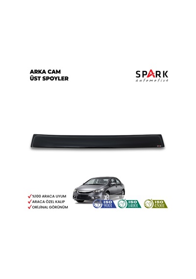 Honda Civic 2006-2012 Yıl Aralığı Uyumlu Arka Cam Üstü Spoyler İnce Model Siyah