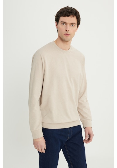 AC&Co / Altınyıldız Classics Erkek Standart Fit Normal Kesim 2 İplik Recycle Pamuklu Bisiklet Yaka Sweatshirt - Bej