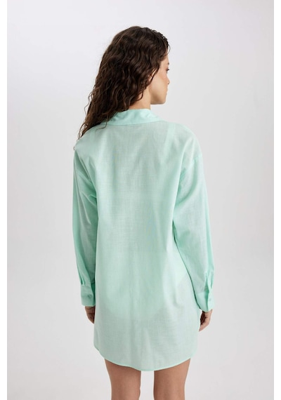 DeFacto Regular Fit Pamuklu Plaj Gömleği-Fall in Love W8241AZ24SMGN1229 Yeşil