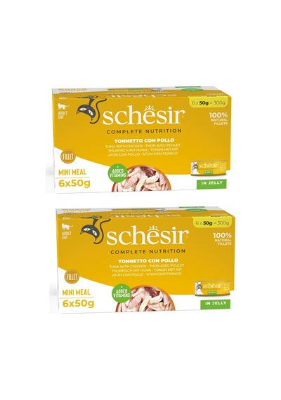 Schesir Ton Ve Tavuklu Tam Ve Dengeli Jöleli Multipack Kedi Konservesi 6 X 50 G 2 Li Paket