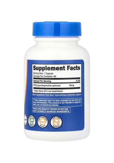 Nutricost Pqq Pyrroloquinoline Quinone 20 Mg 60 Caps