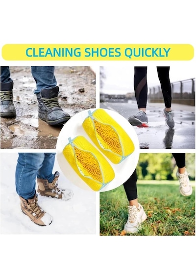 Lumaworld Yellow Çamaşır Makinesi Ayakkabı Yıkama Torbası Polyester Dikişli Fermuarlı Koruma Sarı