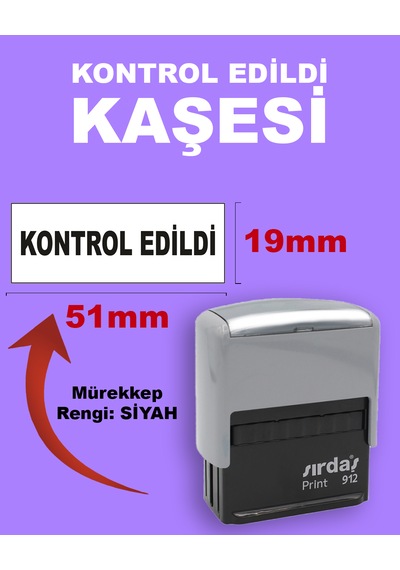Kontrol Edildi Kaşesi, 912 19mm 51mm Siyah Keçeli Otomatik Kaşe