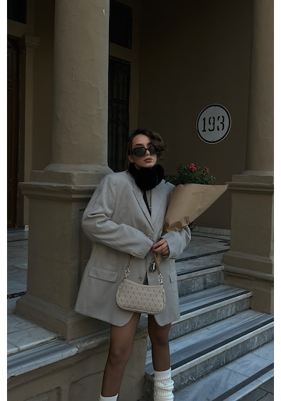 Shule Bags Farme Monogram Baget Ve Çapraz Çanta Bej Bej