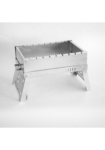 Orta Boy Paslanmaz Katlanır Pratik Mangal Yıkanabilir 40 X 29 X 23 Cm Maşa Hediyeli Inox