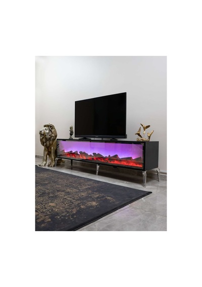Leon Şömineli Tv Ünitesi 170 X 30 Antrasit Renkli Siyah Siyah Leon Şömineli Tv Ünitesi 170 X 30 Antrasit Renkli Siyah Siyah