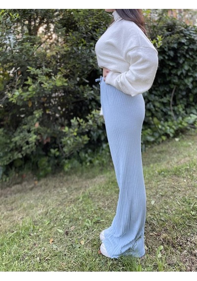 Kadın Fitilli Çizgili Penye Raporlu Pamuklu Pijama Altı Eşofman