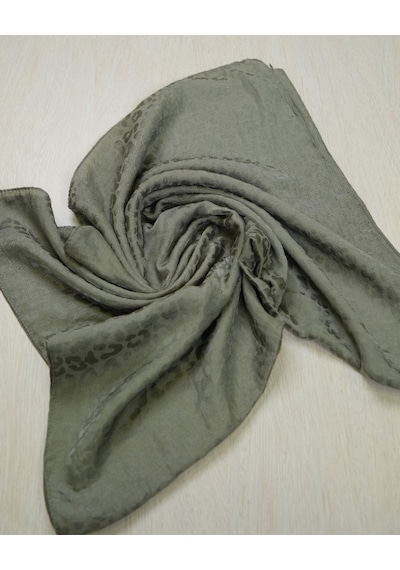 Laurel Scarf Leopar Desen Pamuk Ayrobin Jakar Şal Mint Yeşil