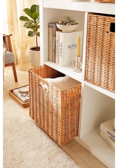 Ocean Home Textile Yıkanabilir Bej Pp Rattan Sepet 33 X 33 X 33 Cm