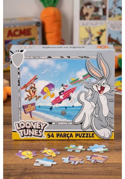 Lisanslı 54 Parça Looney Tunes Bugs Bunny Ve Arkadaşları Eğitici Ve Öğretici Çocuk Puzzle