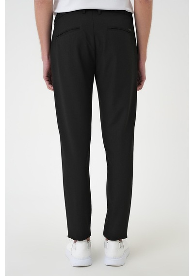 Efor Comfort Fit Beli Lastikli Dokulu Siyah Jogger Pantolon P 1192 Siyah